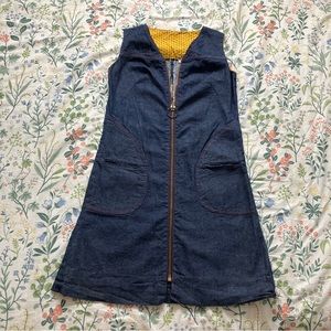 Vintage 60s 70s Denim Zip Up Dress Mod